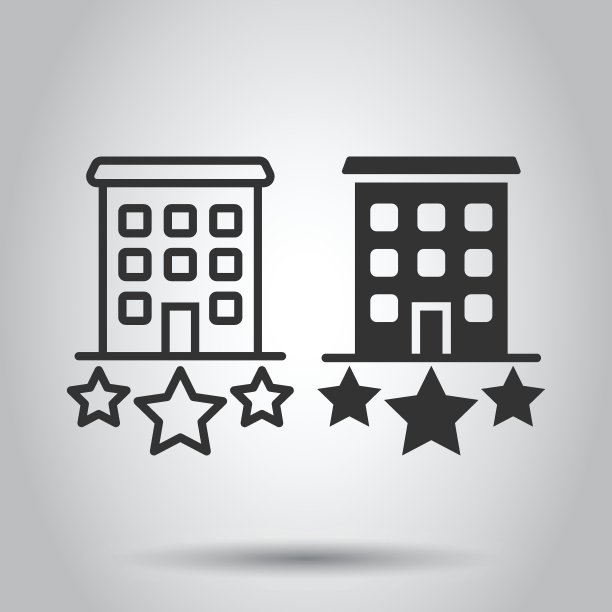 建筑图标在平面风格。城市摩天大楼公寓矢量插图在白色孤立的背景。城市大厦经营理念。图片下载