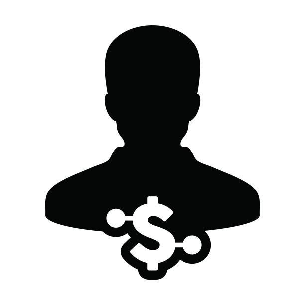 数字美元图标矢量货币符号与男性用户个人资料头像为数字货币在一个象形文字图片下载