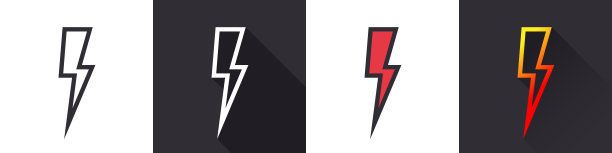 线性闪电闪电图标。闪电，电力矢量标志。闪电闪电插图在不同的背景。闪电。闪电霹雳。矢量图图片下载