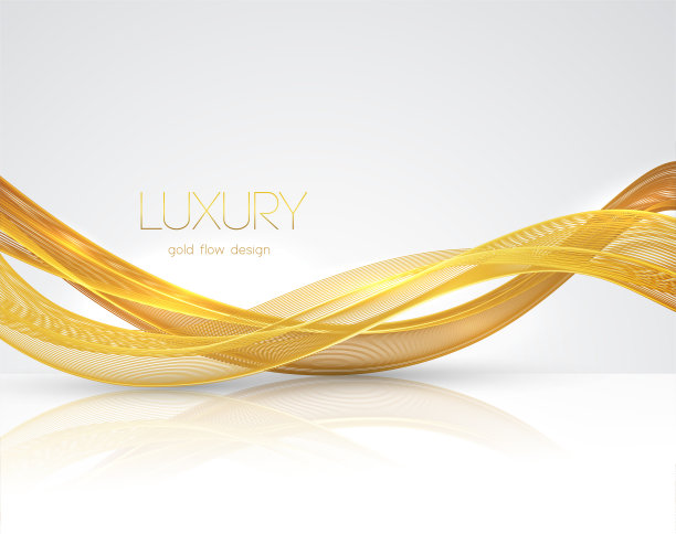 抽象闪亮的彩色金色波浪设计元素图片下载