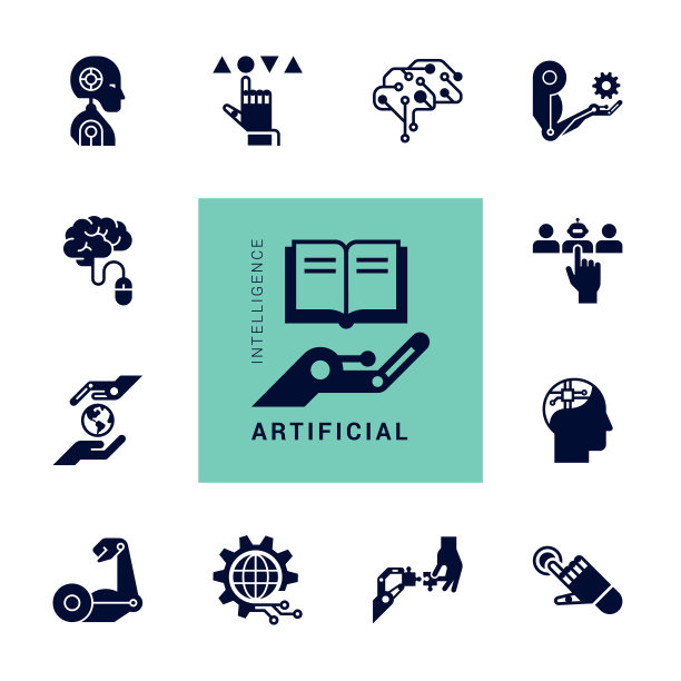 大量的人工智能和网络技术的线性图标孤立在白色背景上。每股收益10图片下载