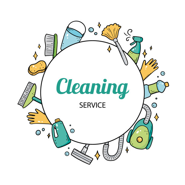 清洁设备手绘设计模板图片下载