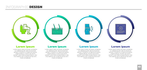 设置便秘，毛发覆盖皮肤，腹胀和临床记录。业务信息图模板。向量图片下载