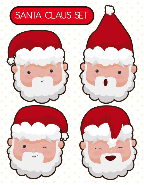 在圣诞节期间用可爱的圣诞老人面孔来表达情感图片下载