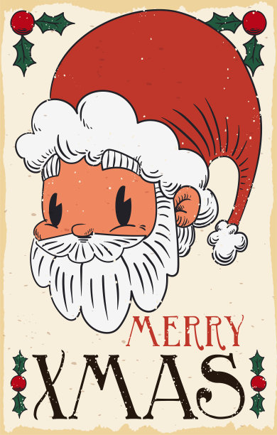 复古设计，可爱的圣诞老人准备过圣诞节图片下载