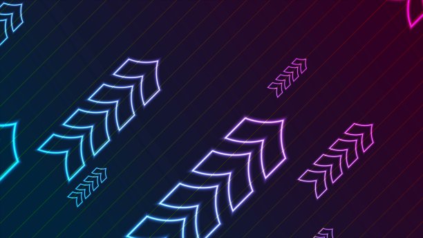 蓝色紫色抽象霓虹箭头技术背景图片下载