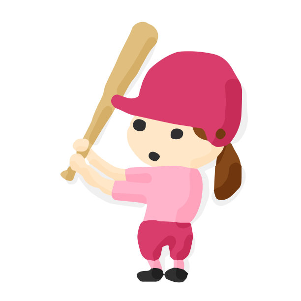 棒球击球手02女孩;手绘矢量插图像木版印刷图片下载