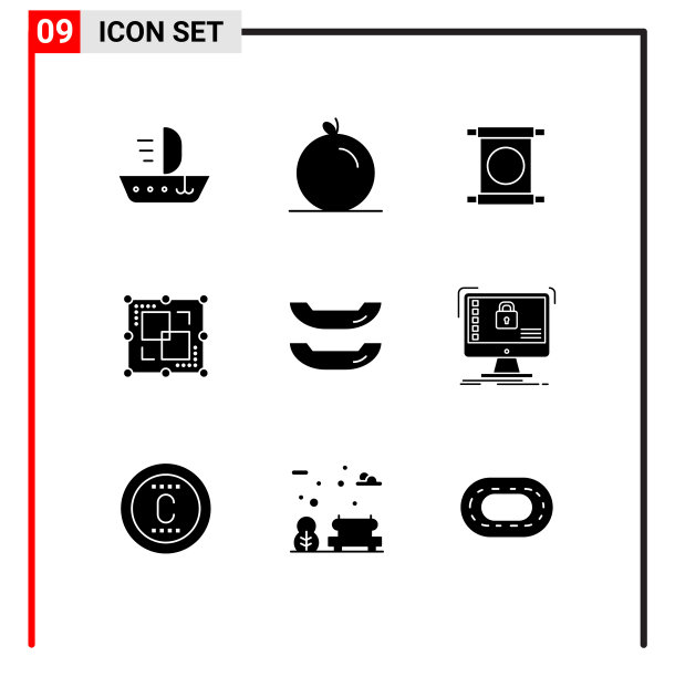 设置9个现代的UI图标符号，以确保安全图片下载