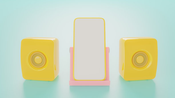 黄色扬声器和黄色智能手机图片下载