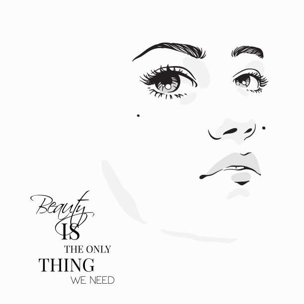 温柔的女人肖像在白色的背景图片下载