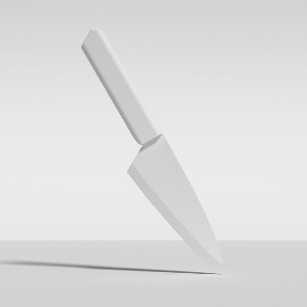 抽象形象的白色厨房刀，下落，漂浮，悬浮，孤立的白色图片下载