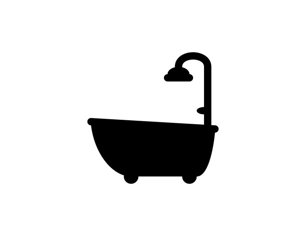 浴缸图标。孤立淋浴，浴室符号-向量图片下载