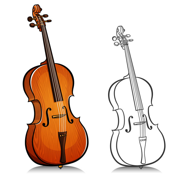 矢量音乐大提琴插图卡通图片下载