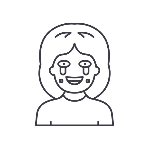 哭泣图标，线性孤立的插图，细线矢量，网页设计标志，轮廓概念符号与可编辑的笔触在白色的背景。图片下载