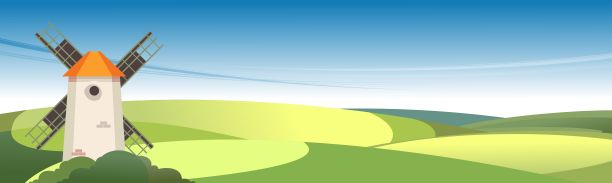 描绘树木间的乡村风车图片下载