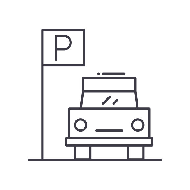 停车图标，线性孤立的插图，细线矢量，网页设计标志，轮廓概念符号与可编辑的白色背景笔触。图片下载