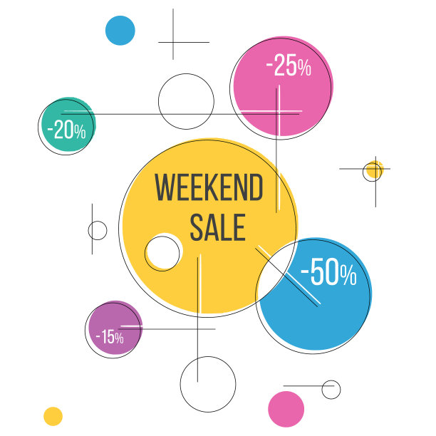 周末促销社交媒体或网站矢量横幅图片下载