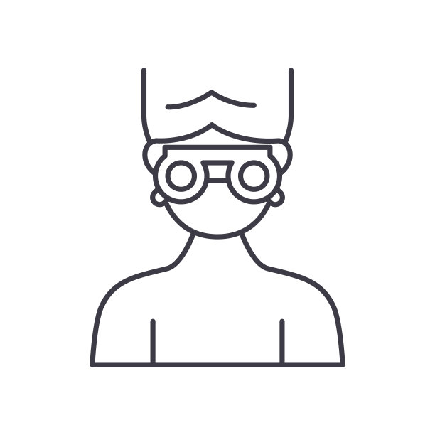 眼睛检查图标，线性孤立的插图，细线矢量，网页设计标志，轮廓概念符号与可编辑的笔触在白色的背景。图片下载