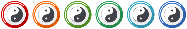 应阳图标设置，平面设计矢量插图在6种颜色的选择，为网页设计和移动应用图片下载