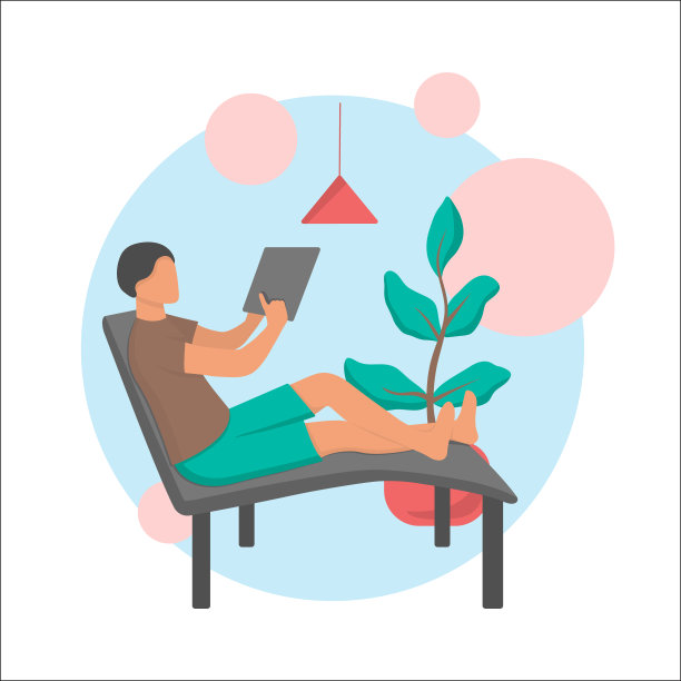 人们在家办公矢量平面插图。自由职业者角色在家工作。年轻的自由职业者在笔记本电脑上工作。图片下载