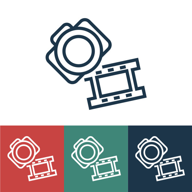 线性矢量图标与相机和电影图片下载