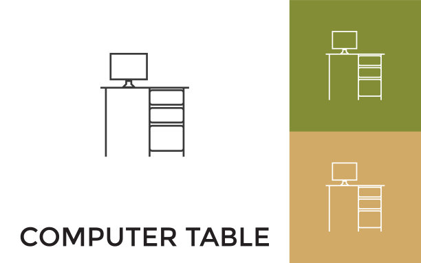 可编辑的计算机表细线图标标题。适用于移动应用程序，网站，软件和印刷媒体。图片下载