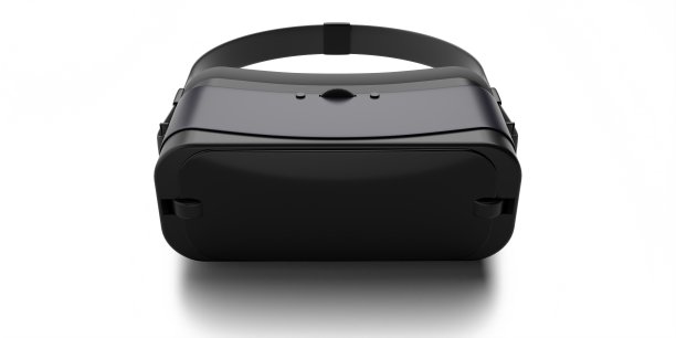 虚拟现实头盔隔离在白色背景。三维演示图片下载