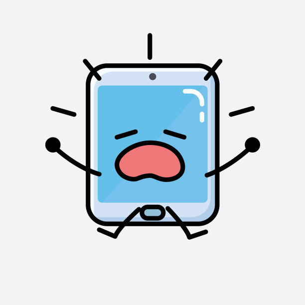 扁平设计的可爱智能手机吉祥物角色图片下载