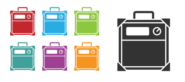 黑色吉他放大器图标孤立的白色背景。乐器。设置图标丰富多彩。向量图片下载