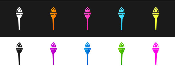 火炬火焰图标黑白背景矢量素材图片下载