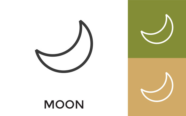 可编辑的月亮图标与标题。适用于手机应用程序，网站，软件和印刷媒体。图片下载