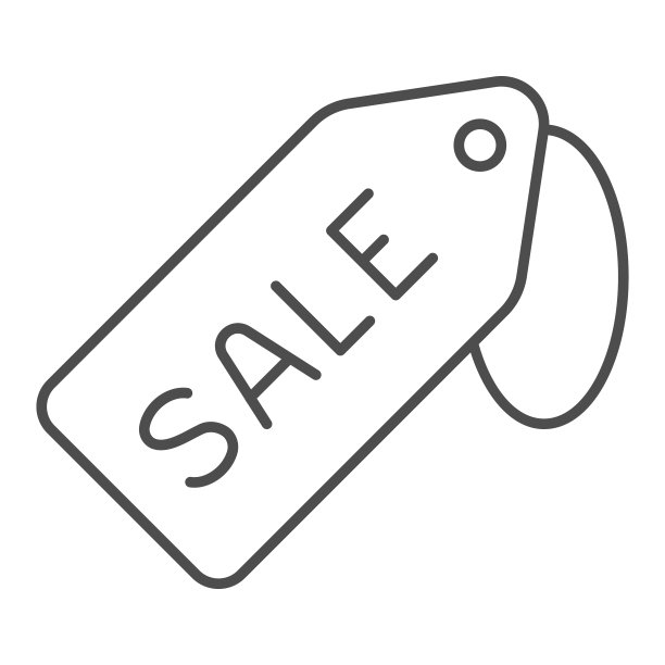 销售标签细线图标，黑色星期五概念，白色背景上的价格标签标志，在移动概念和网页设计的轮廓风格的特别优惠标志。矢量图形。图片下载