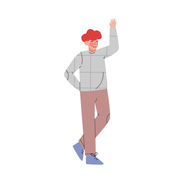 Cut Standing with Raised Hand, Male Person volunteer, Voting, Freedom of Choice Concept Cartoon Style Vector插图图片下载