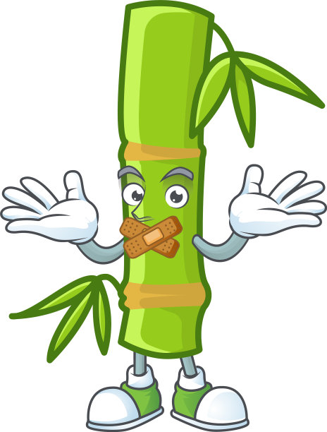 一个手势无声的竹竿卡通吉祥物图片下载