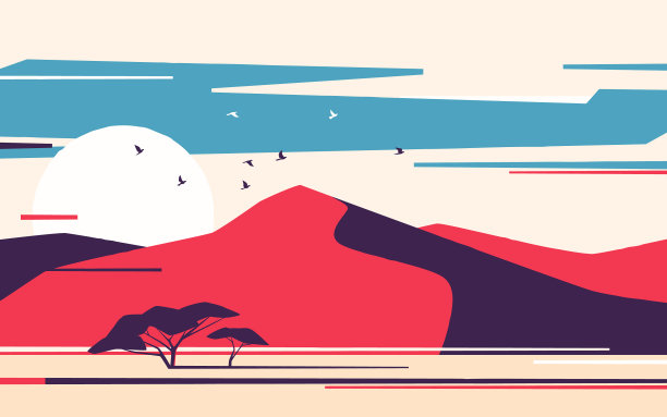 明亮的日出越过沙漠的沙丘图片下载