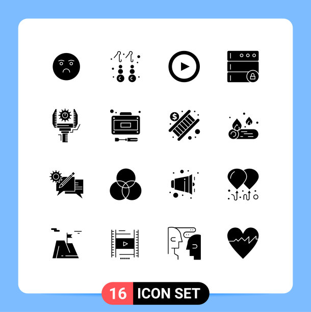 可编辑的线包16个简单的固体字形图片下载