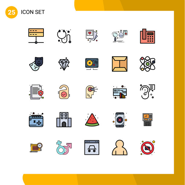 为卷筒纸设置25种通用填充线平面颜色图片下载