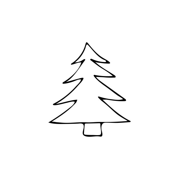 圣诞树插画。涂鸦冷杉树图标向量。手绘冷杉树的矢量图标。图片下载