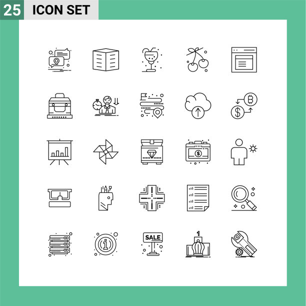 移动界面线设25个象形图图片下载