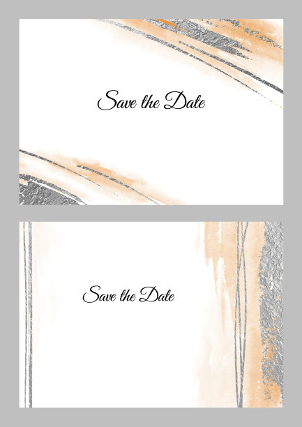 黄沙与银色横向背景和模板设置的海报和生日，婚礼，邀请，名片。手绘水彩插图图片下载