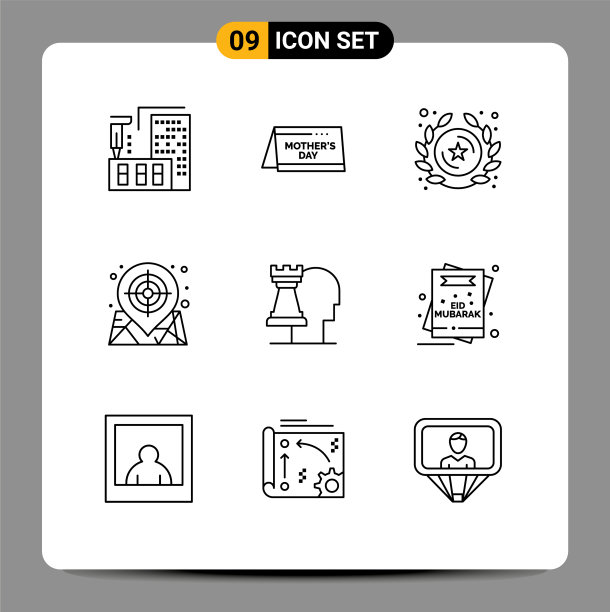 可编辑的线包9个简单的轮廓图片下载