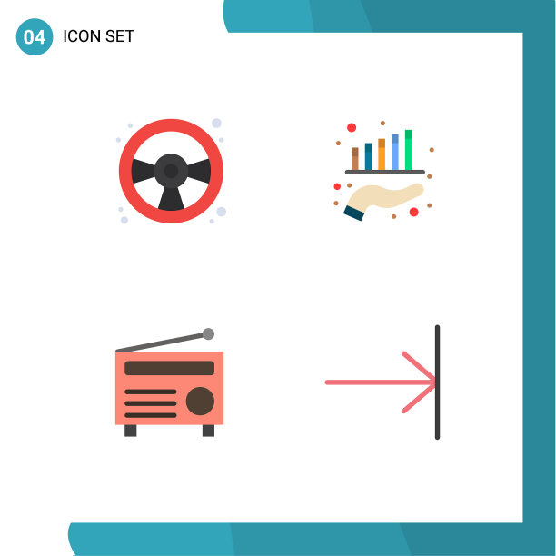 用户界面包4个基本的平面图标图片下载