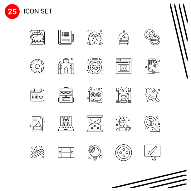 可编辑的行包25个简单的行中文图片下载