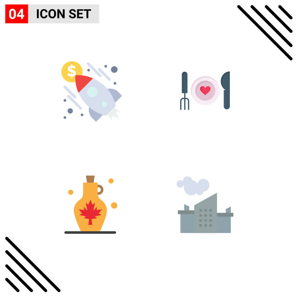 4组平面图标符号和符号图片下载