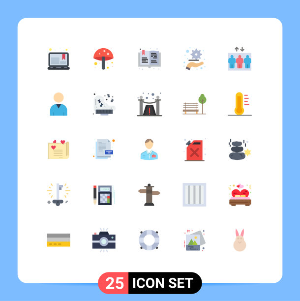 可编辑线包25个简单的平面颜色图片下载