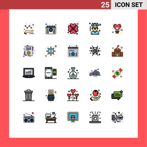 用户界面包25基本填充线平图片下载