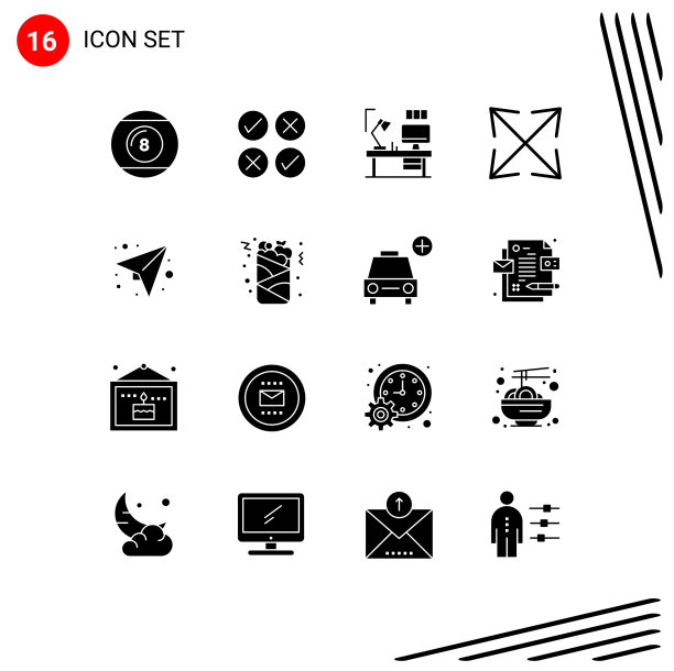 用户界面包16个基本固字形图片下载