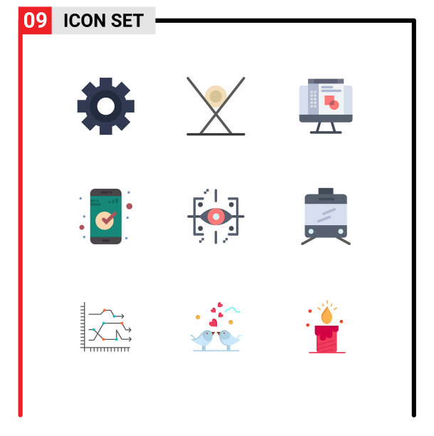 可编辑线包9个简单的平面颜色图片下载