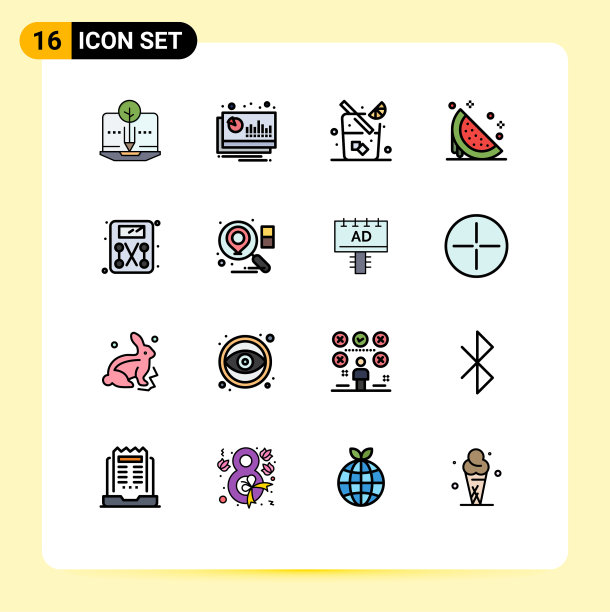 16主题平色填充线条和可编辑图片下载