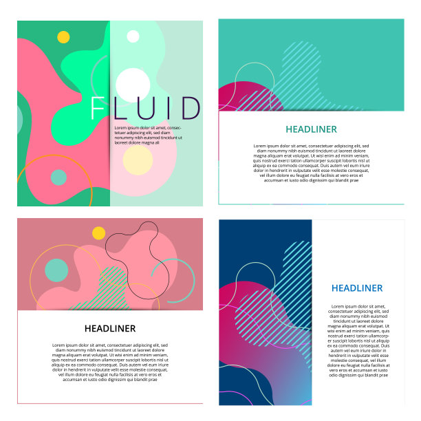 彩色几何背景。流体形状组成。抽象的旗帜模板。Eps10向量。图片下载